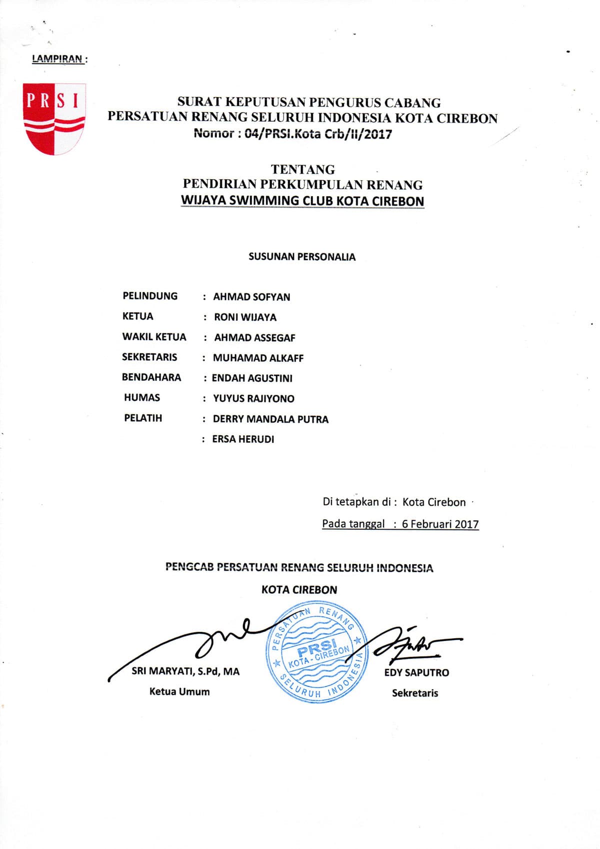 Keputusan PRSI Halaman 1